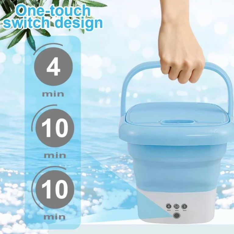 Mini Lavadora Plegable Centrifugado - Celeste
