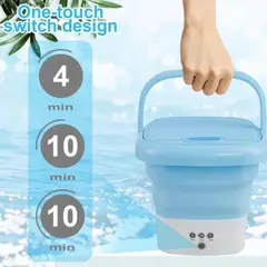 GENERICO - Mini Lavadora Plegable Centrifugado - Celeste