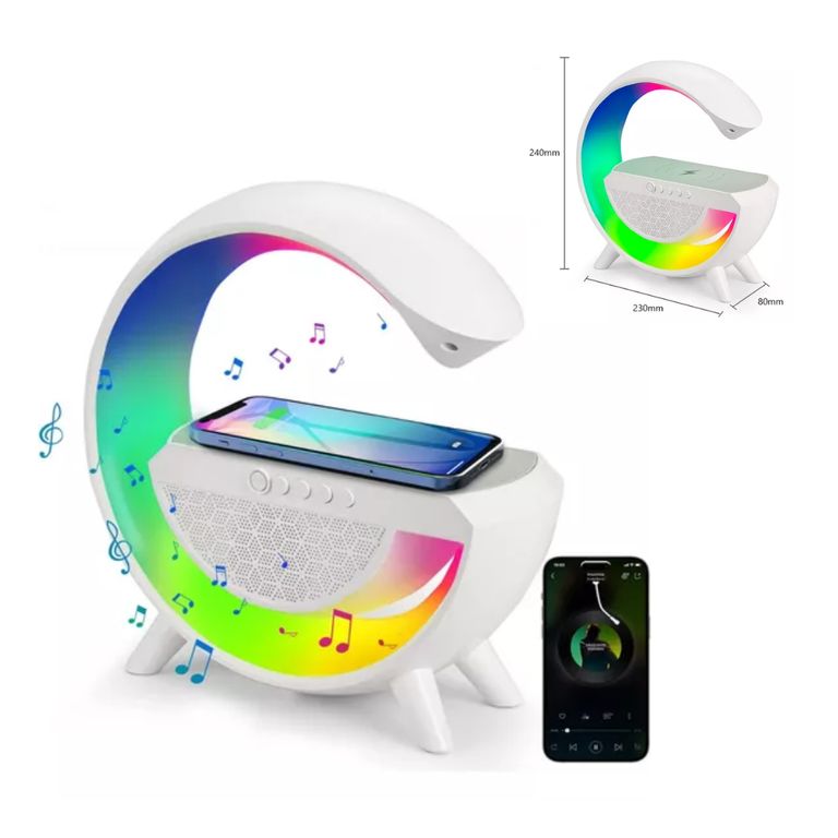 LAMPARA PARLANTE 3 EN 1 CARGADOR INALAMBRICO BLUETOOTH LUCES RGB