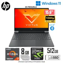 LAPTOP GAMER VICTUS AMD RYZEN 7 5800H 15.6" FHD 144Hz 8GB 512GB RTX 3050 4GB