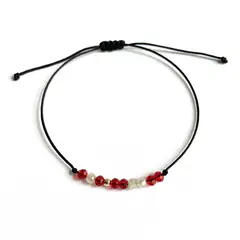 Pulsera Hilo Perú - Plata y Cristales - Ajustable
