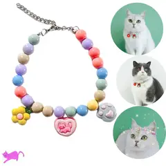GENERICO - COLLAR PERLAS DE COLORES MASCOTA PERRO GATO - GATITO
