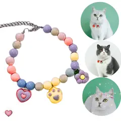 GENERICO - COLLAR PERLAS DE COLORES MASCOTA PERRO GATO - CORAZÓN