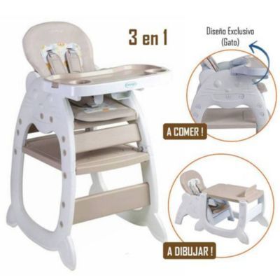 Silla de Comer Gato 3 en 1 Beige