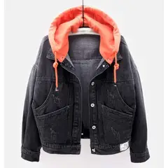 BENCUS JEANS - Abrigo Jeans Oversize Mujer Capucha