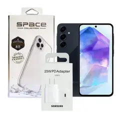 USAMS - SAMSUNG GALAXY A55 5G 8RAM 256GB - NEGRO - CASE SPACE - CUBO DE 25 W.