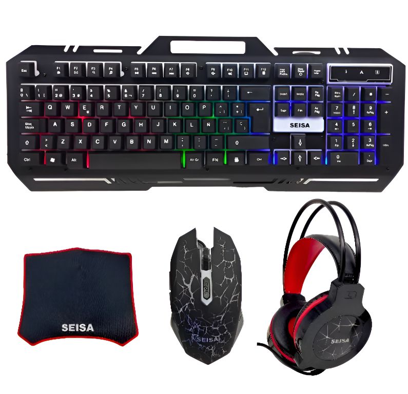 Kit Teclado Mouse Audifonos Gamer Iluminación Luces RGB PRO