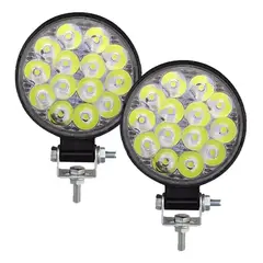 GENERICO - Par Faro 14 Leds Redondo Mini Slim 42w 4x4 Spot Niebla Ultra