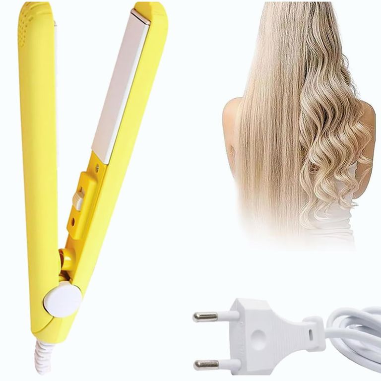Mini Alisadora Plancha De Cabello De Cartera Portátil - Amarillo