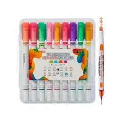 GENERICO - ESTUCHE DE 18 ROTULADORES DOBLE PUNTA FINA Y CON DISEÑO