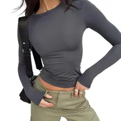 BLWOENS - Polo manga larga Mujer - Gris