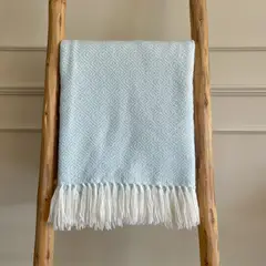 CLAUDIA RIVA HOME - Manta de algodón Rombos Celeste