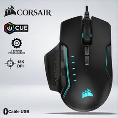 CORSAIR - MOUSE GAMER GLAIVE RGB PRO 3 ZONAS RGB 3 AGARRES 18 KDPI