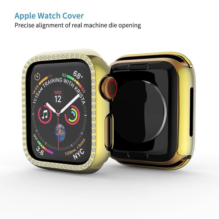 CASE FUNDA CON PIEDRITAS PARA APPLEWATCH DE 41MM DORADO