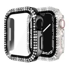 GENERICO - CASE FUNDA CON PIEDRITAS PARA APPLEWATCH DE 41MM NEGRO