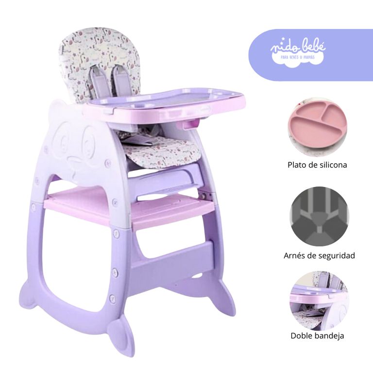 Silla Carpeta De Comer de bebé modelo Gato color Lila