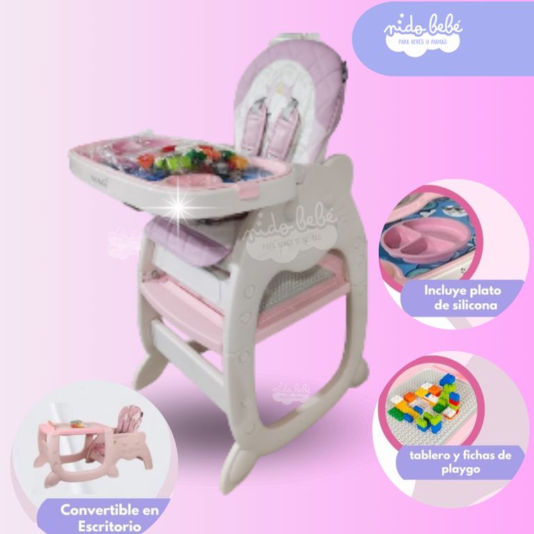 Silla De Comer de bebé Rosa convertible en Escritorio