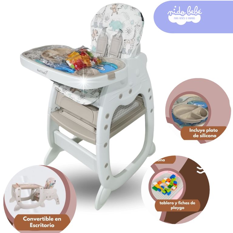 Silla De Comer de bebé Beige convertible en Escritorio