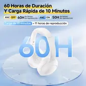 QCY - - Auriculares H3 Lite ANC BT 5.3 Duración 50Hrs - Blanco