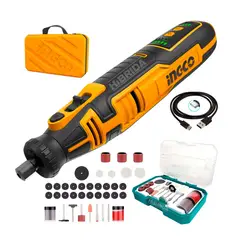 INGCO TOOLS - GRINDER 8V INCGO MINITORNO 67PZS USB INALÁMBRICO MÁS 73 ACCESORIOS