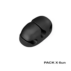GENERICO - Organizador Cables de Escritorio para 3 cables Negro Pack de 6 Piezas