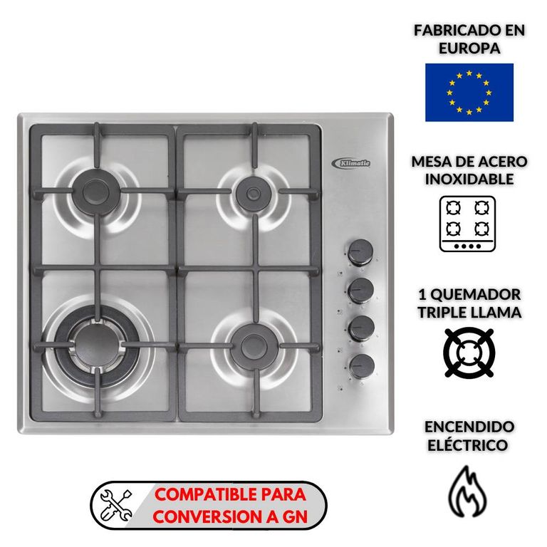 Cocina Empotrable a gas 4 hornillas CEKT600-Pro.