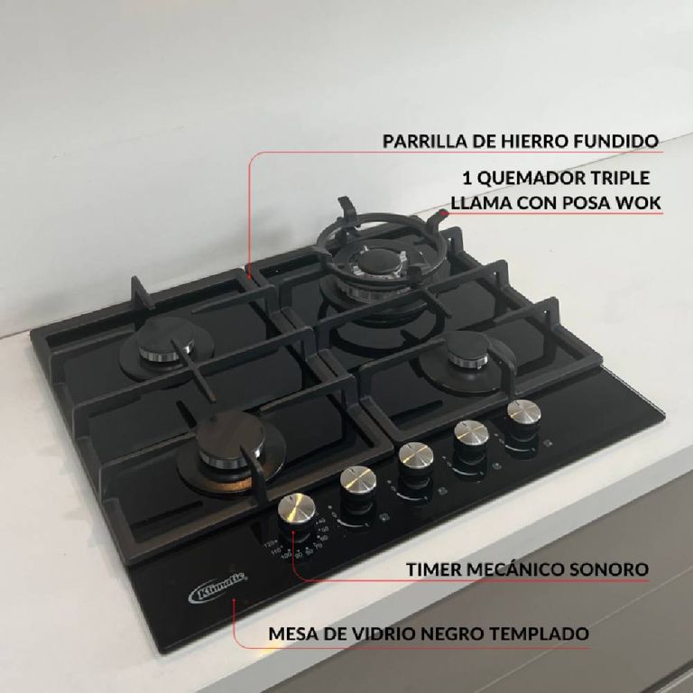 Cocina Empotrable a Gas 4 Hornillas Trevi 60.