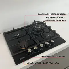 KLIMATIC - Cocina Empotrable a Gas 4 Hornillas Trevi 60.