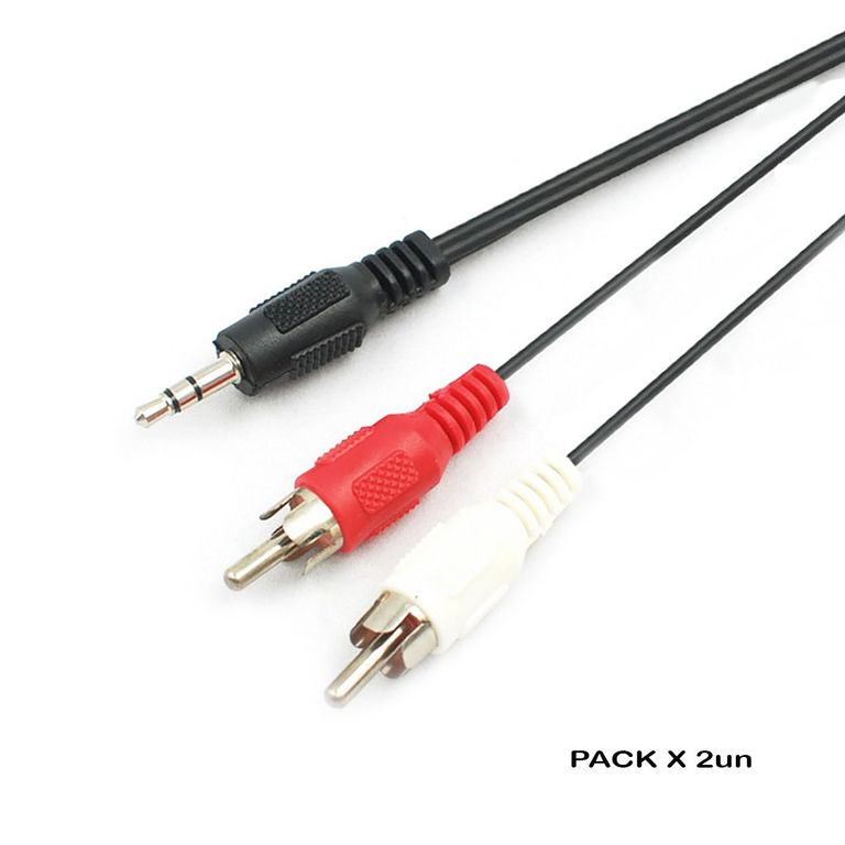 Cable Adaptador RCA Macho a Stereo 3.5 mm Macho 1 metro Pack 2 Piezas