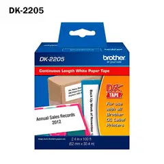 Brother - Cinta DK-2205 62 mm x 30,4m Negro sobre Blanco DK2205