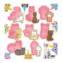 GENERICO - 8 Cortadores de Galletas- Gatitos