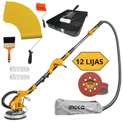 INGCO TOOLS - C0MBO LIJADORA DE PARED Y TECHO FINO ACABADO KIT DUMBO PINTOR 12 LIJAS