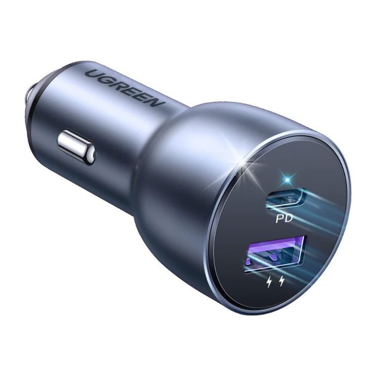 Cargador de Auto Carro Carga Rápida 50W 2 Puertos USB Tipo C
