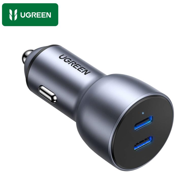 Cargador de Auto Carro Carga Rápida 50W 2 Puertos USB Tipo C