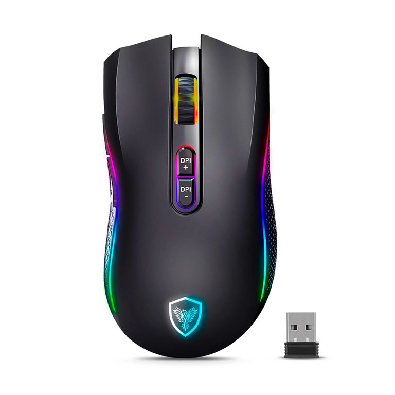 Mouse Gamer Inalámbrico Recargable RGB Bluetooth DPI 4800 Kripton MIC GM801-3M