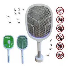 GENERICO - Raqueta Eléctrica Mata Mosquito con Base