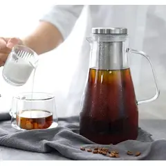 GENERICO - Jarra Cafetera de Vidrio con filtro de acero Inox de 1600 ml