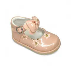 GENERICO - Zapato de Charol Nude escarchado pibe para bebé niña