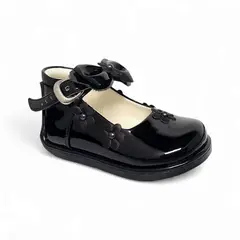 GENERICO - Zapato de Charol Negro pibe semi-ortopédico para bebé niña