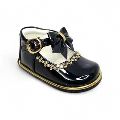 GENERICO - Zapato de Charol Negro pibe semi-ortopédico para bebé niña