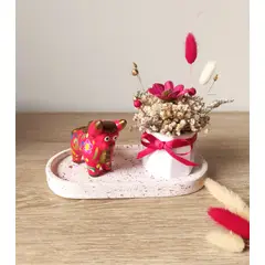 GENERICO - Pack Deco Fiestas Patrias Bandeja + Torito de Pucará + Arreglo Floral