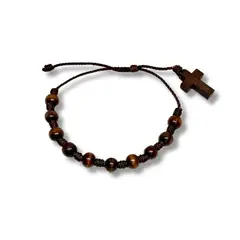 SANTORAL - Pulsera Denario Cruz - Madera