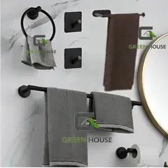 GENERICO - KIT 6 PIEZAS TOALLERO 60CM NEGRO ACERO SUS 304