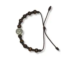 SANTORAL - Pulsera Denario San Benito 15mm - Madera
