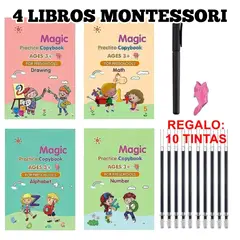 OEM - 4 Libros Educativos Mágicos Montessori + 10 tintas
