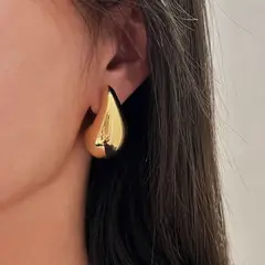 KAST PE - Aretes en forma Gota Mujer Bottega en tendencia 4cm Dorado