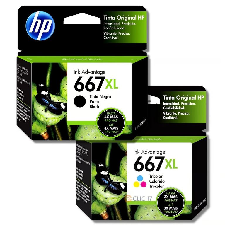 Kit Tinta 667XL Negro Tricolor original