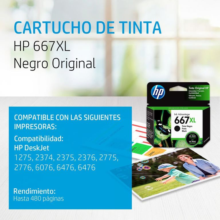 CARTUCHO DE TINTA 667XL NEGRO 3YM81AL ORIGINAL