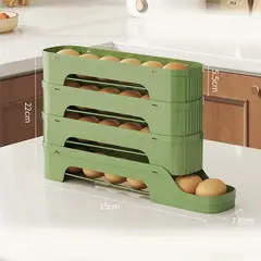 GENERICO - Organizador de Huevos 4 Niveles de Gran Capacidad Verde