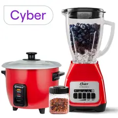 OSTER - Combo Licuadora 550 W + Olla Arrocera 0.6 litros imaco Rojo
